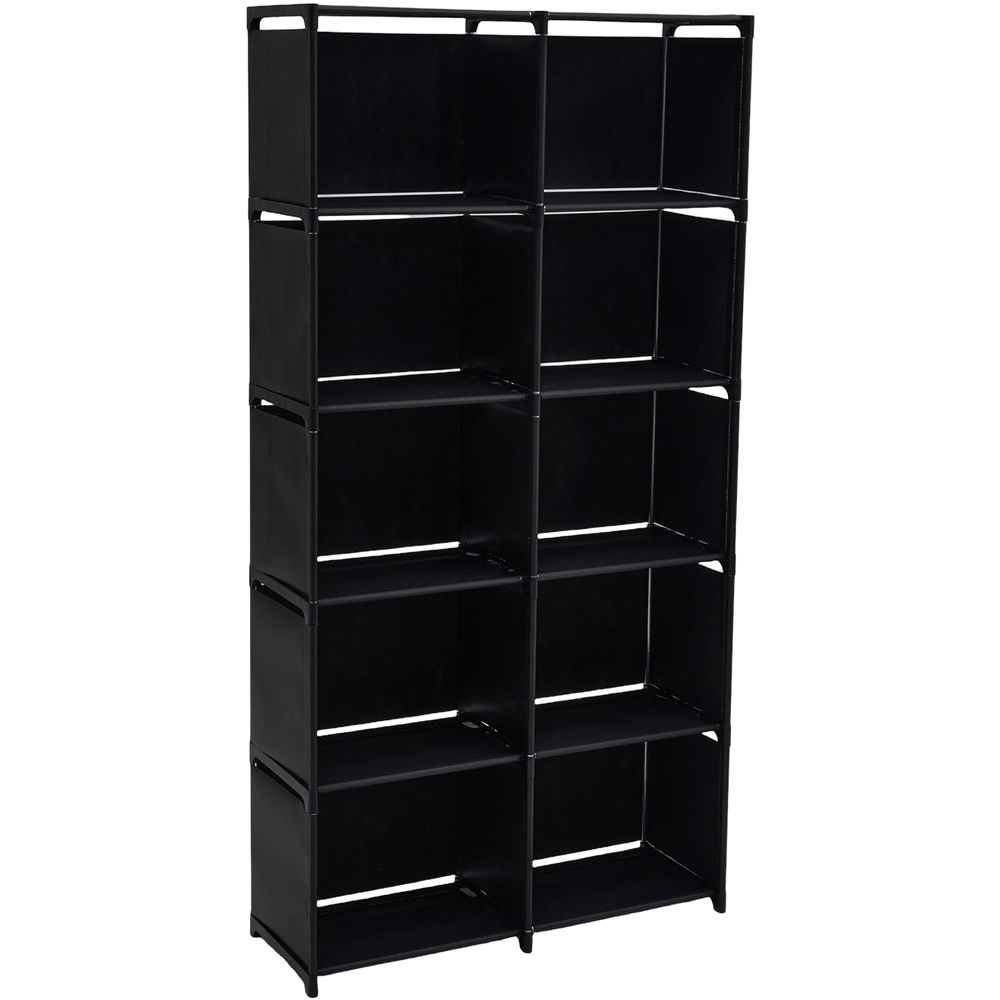 Living and Home 5-Tier Black Double Row Storage Shelf with Metal Frame Image 1