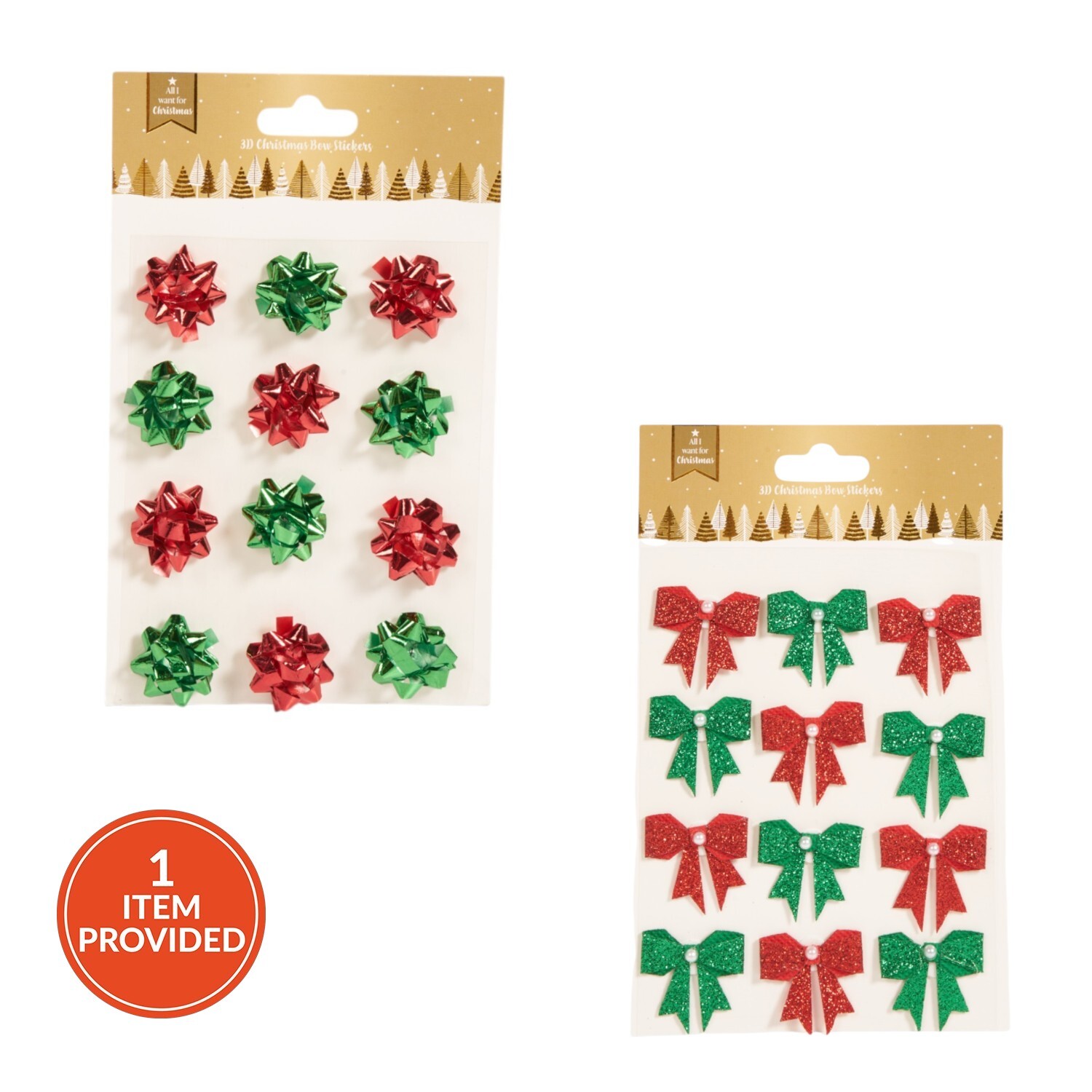 3D Christmas Bow Stickers Image 1