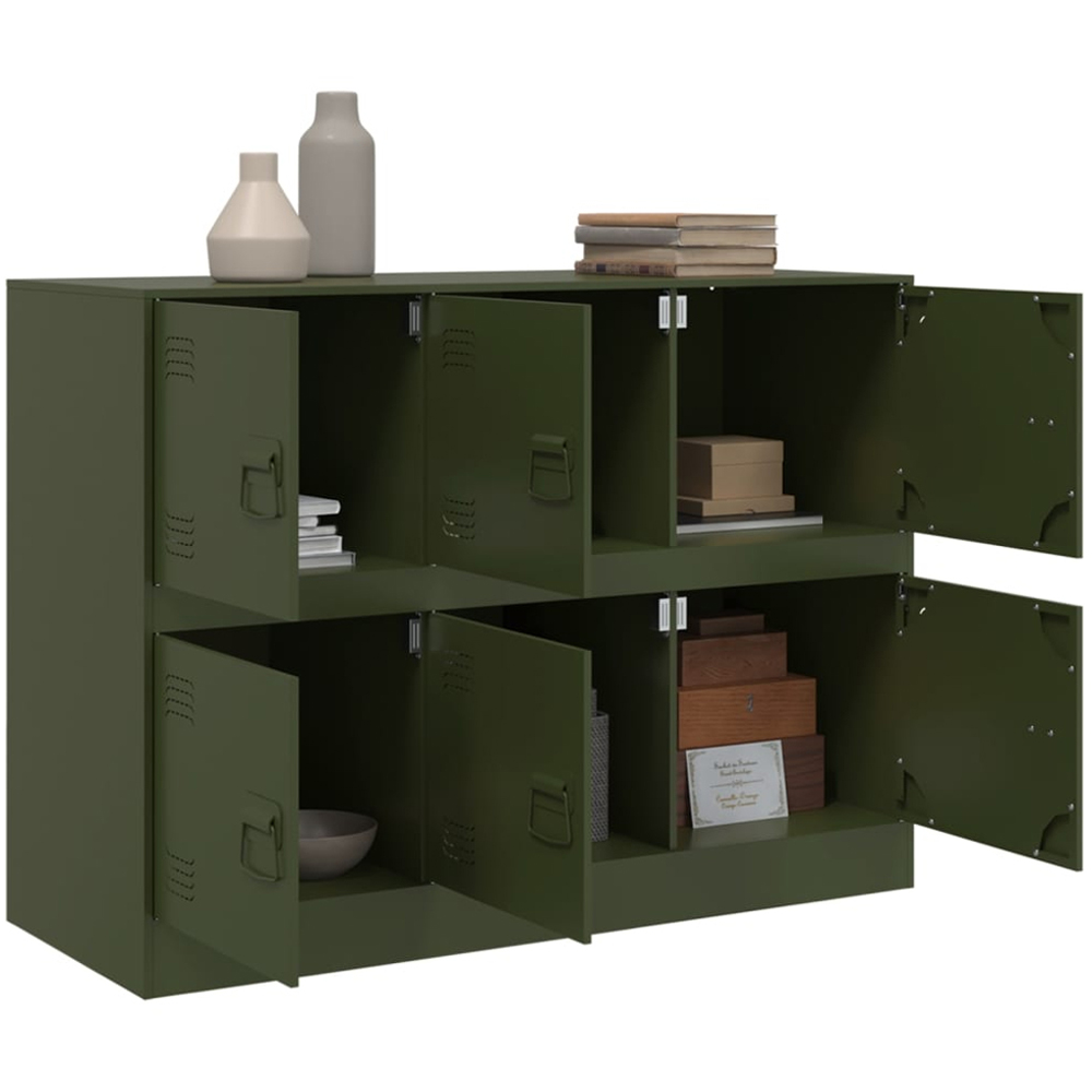 vidaXL 6 Door Olive Green Metal Sideboard Image 5