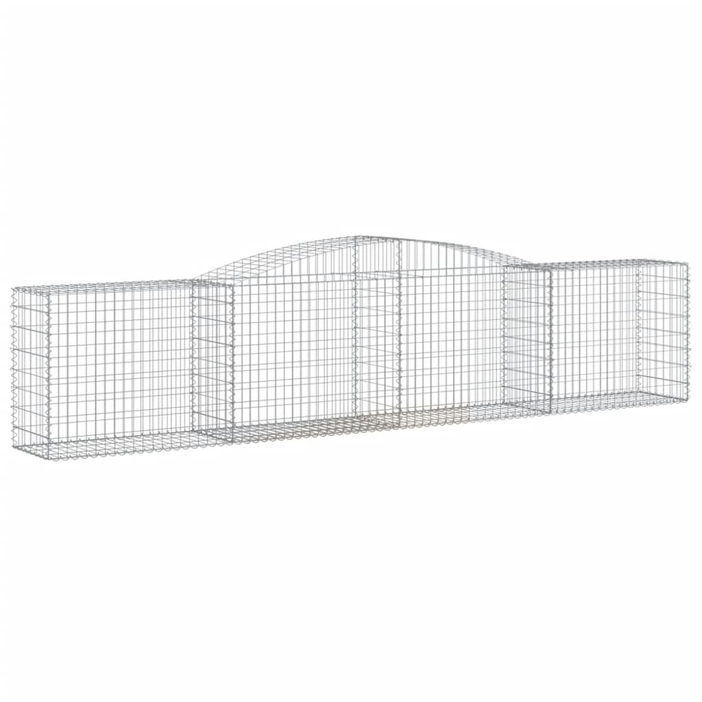 vidaXL Silver Galvanised Iron Arched Gabion Basket 400 x 50 x 80/100cm 8 Pack Image 1