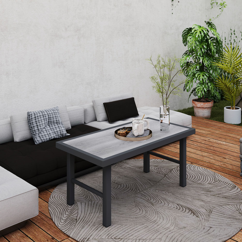 Outsunny Grey Wood Effect Garden Coffee Table Image 4