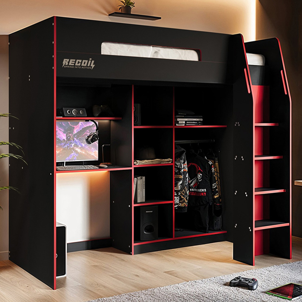 Flair Summit Single Black and Red Gaming High Sleeper Image 4