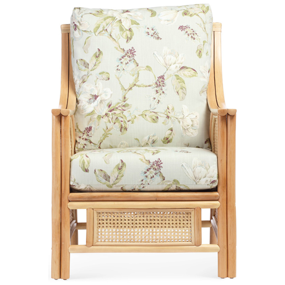 Desser Chester Natural Rattan Floral Fabric Armchair Image 4