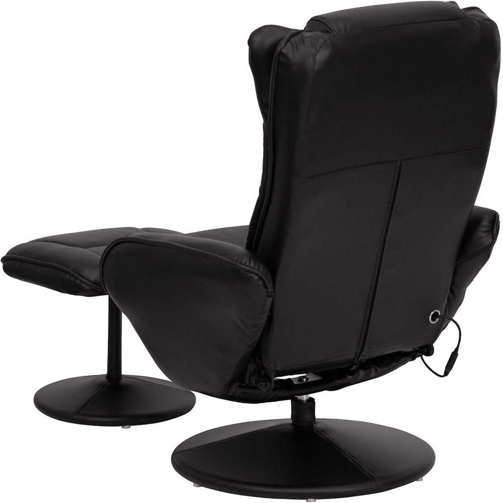 FWStyle Black Faux Leather Swivel Armchair with Footstool Image 4
