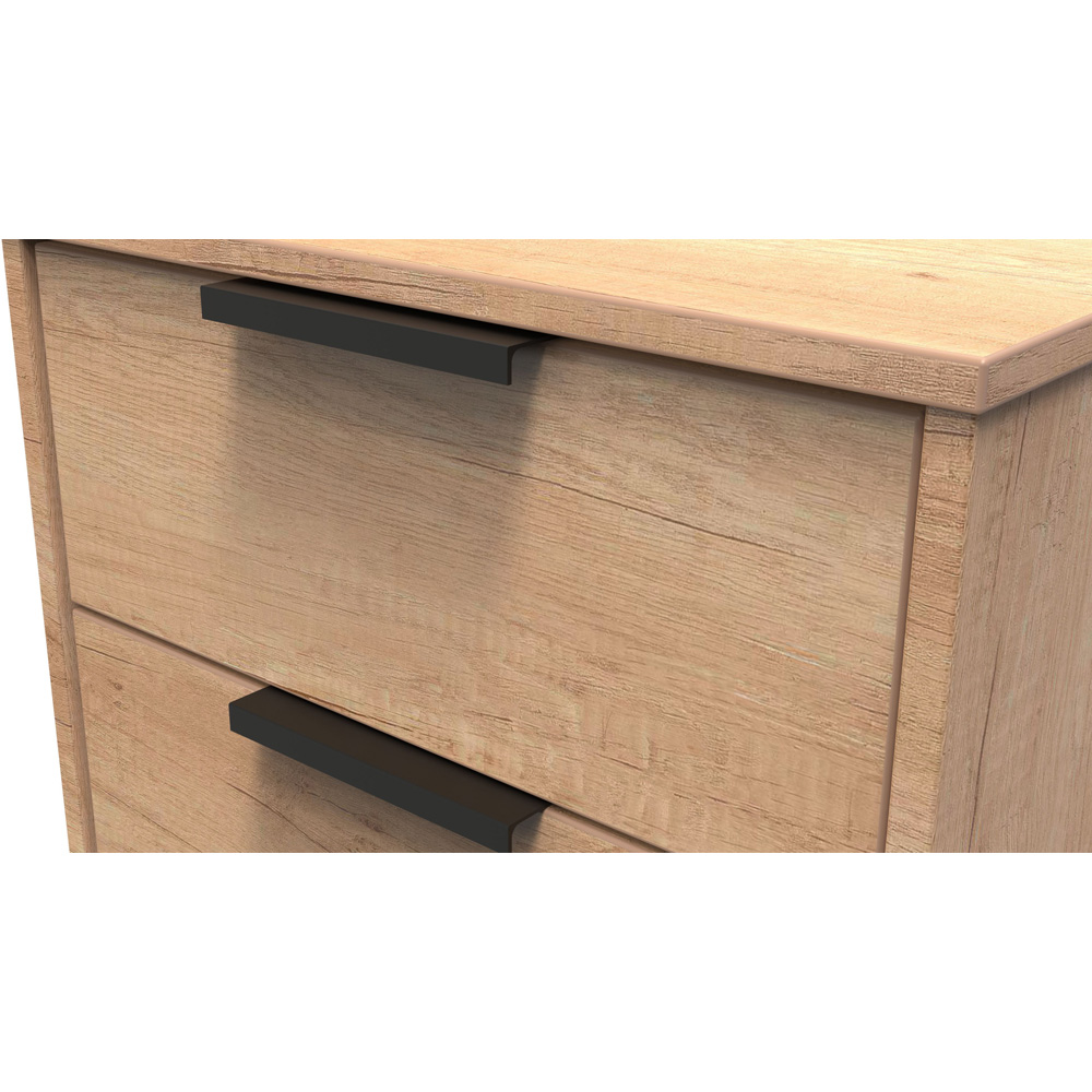 Crowndale Hong Kong 5 Drawer Nebraska Oak Tall Bedside Cabinet Ready Assembled Image 5