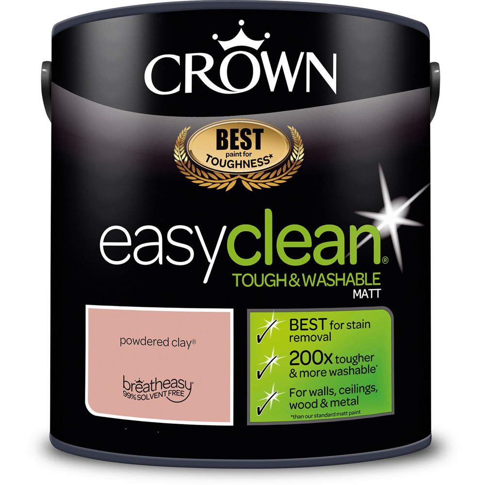 Crown Easyclean Powdered Clay Matt Emulsion Multisurface Paint 2.5L Image 2