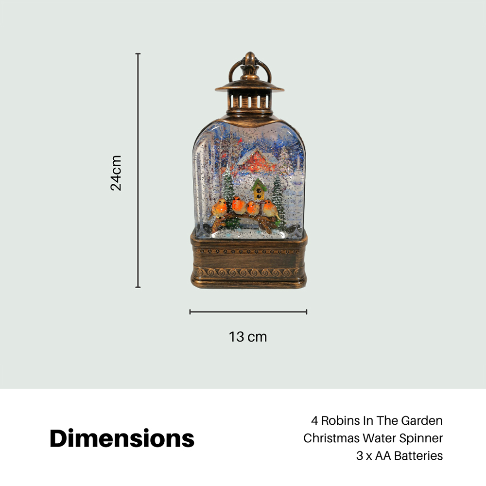 Samuel Alexander Antique Robin Scene Water Spinner Lantern Christmas Decoration 24cm Image 7