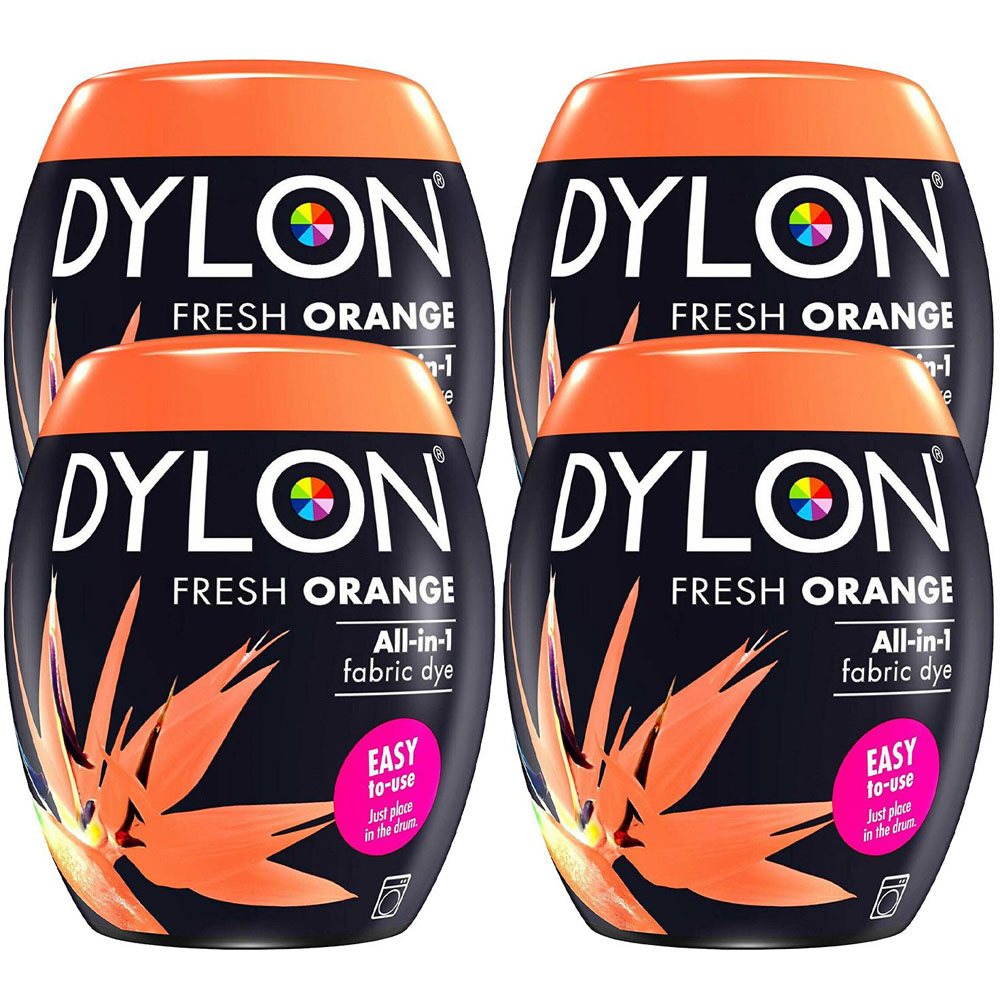 Dylon Fresh Orange Washing Machine Fabric Dye Pod 350g 4 Pack Image 1