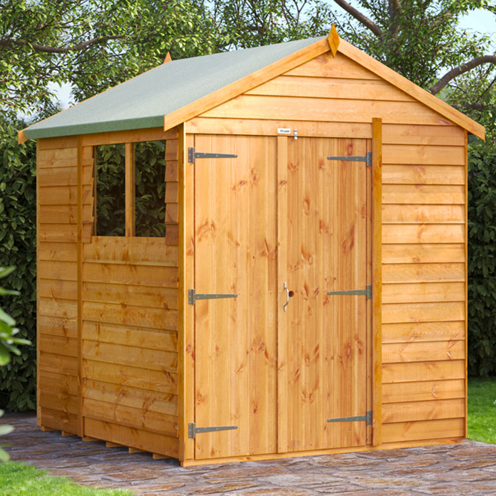 Power Sheds 6 x 6ft Double Door Overlap Apex Wooden Shed Image 2
