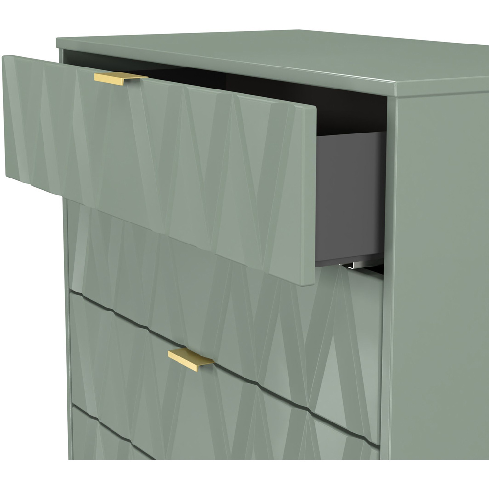 Crowndale Diamond 4 Drawer Reed Green Chest of Drawers Ready Assembled Image 5