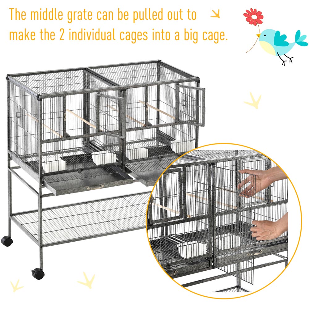 PawHut Wide Large Metal Bird Cage Image 4