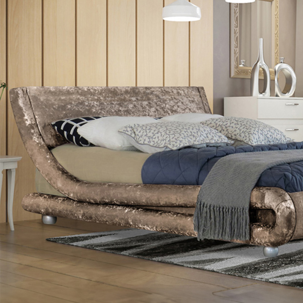 Brooklyn Double Truffle Crushed Velvet Ottoman Bed Image 2