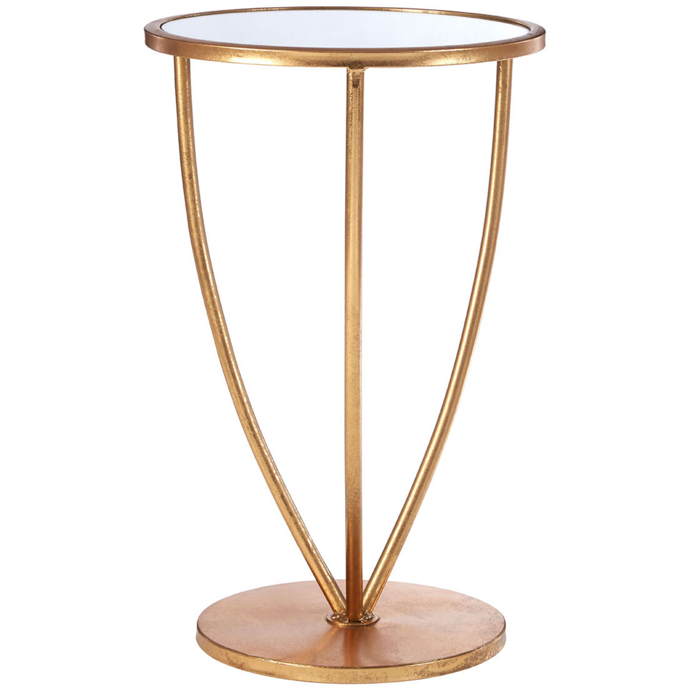 Premier Housewares Marcia Gold Frame Side Table with Mirrored Top Image 2