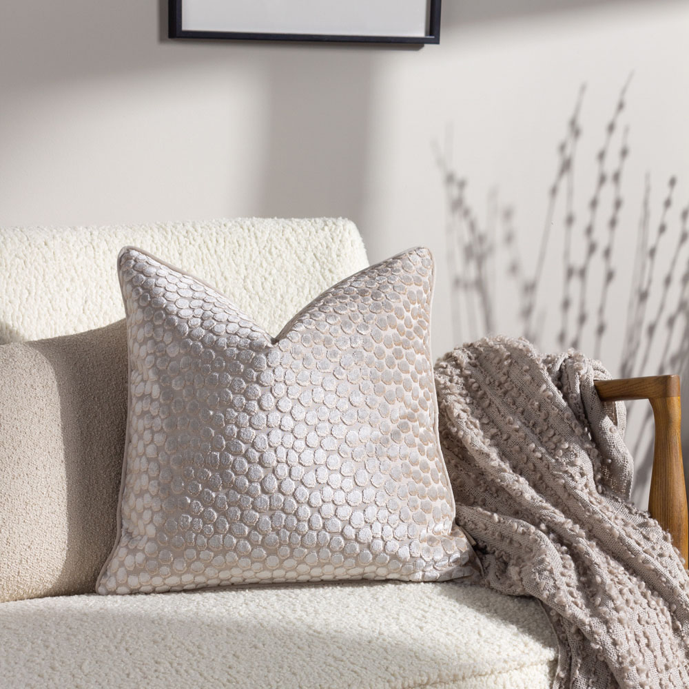 Hoem Lanzo Moonbeam Cut Velvet Piped Cushion Image 2