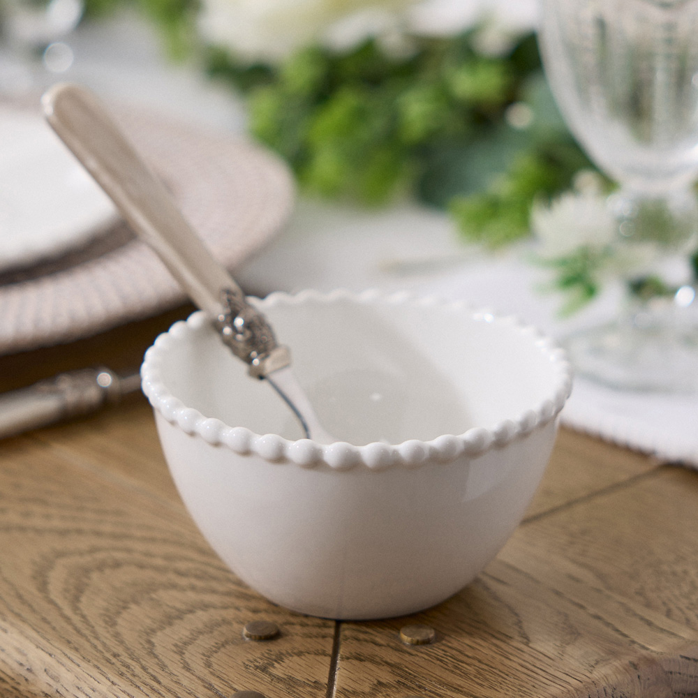 Dibor Beaded White 4 Piece Dinner Bowl Set Image 2