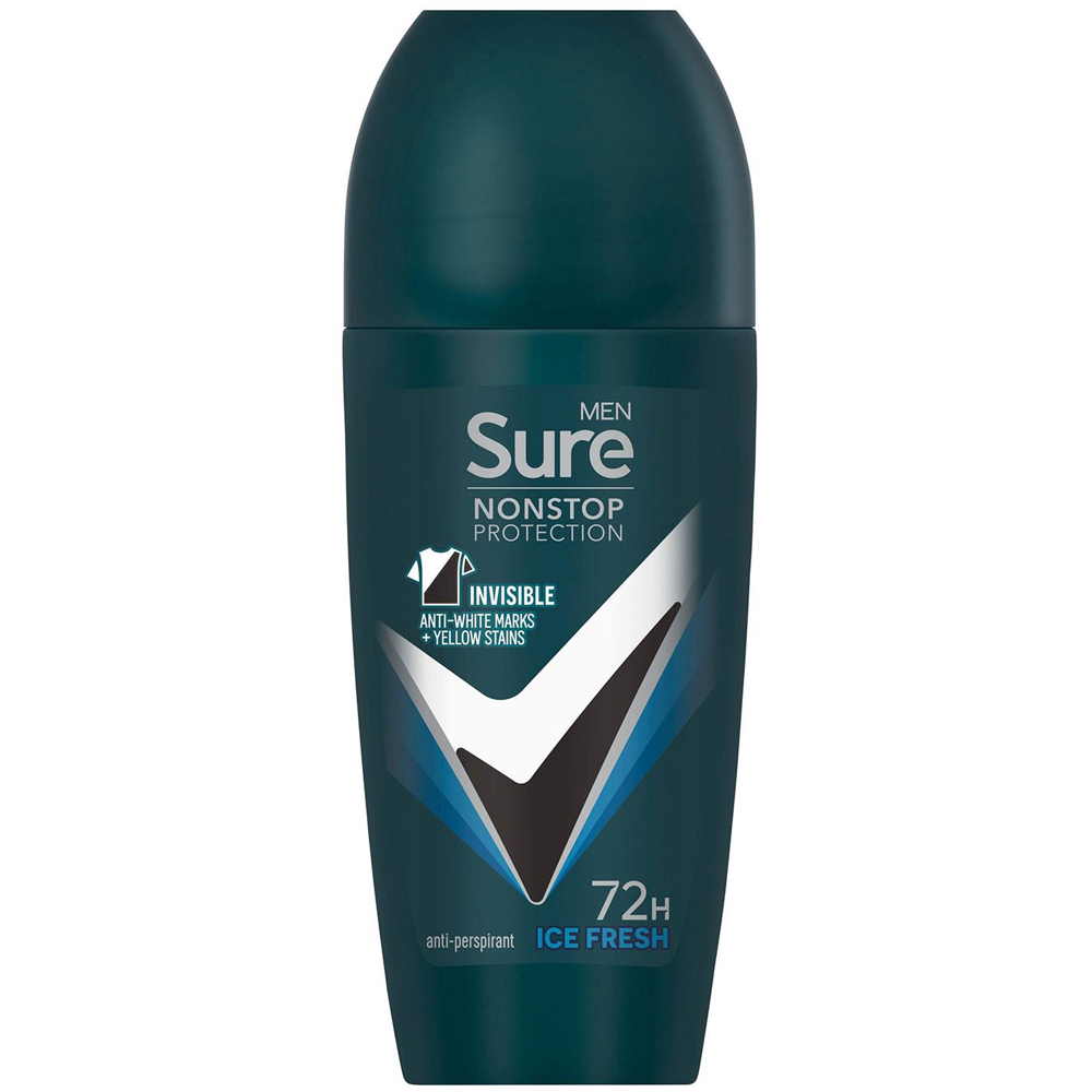 Sure Men 72H Non-Stop Protection Anti-Perspirant Ice Fresh Roll On Deodorant Stick 50ml 36 Pack Image 2