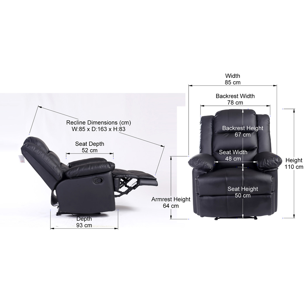 Furniture Online Loxley Black Bonded Leather Manual Recliner Chair Image 8