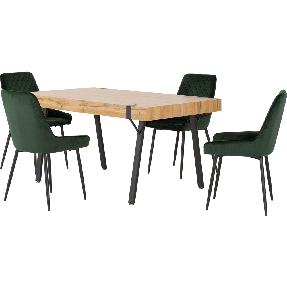 Seconique Treviso 4 Seater Dining Set Light Oak and Emerald Green Image 2