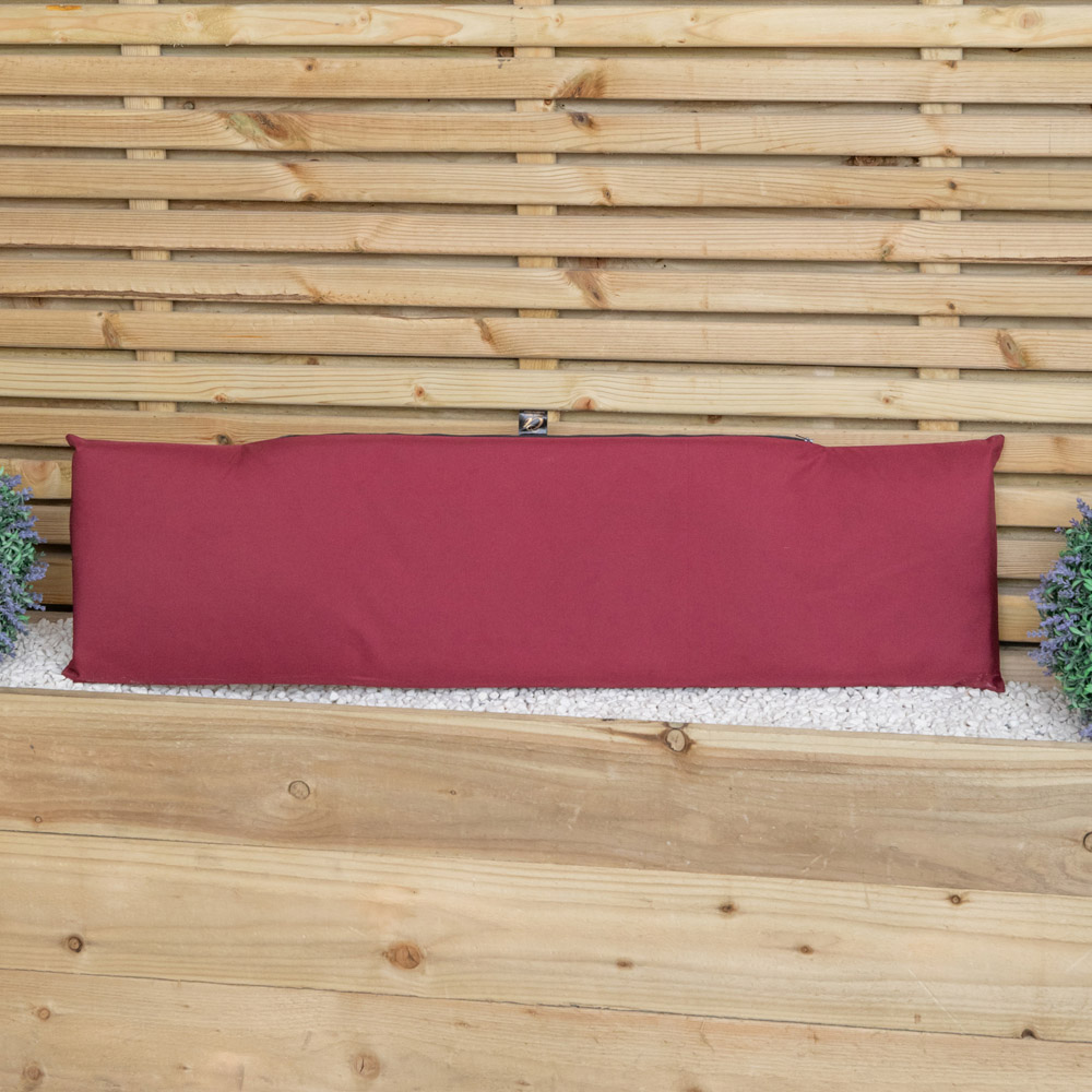 Samuel Alexander 2 Seater Burgundy Wooden Garden Chair Cushion Base 99 x 20cm Image 7