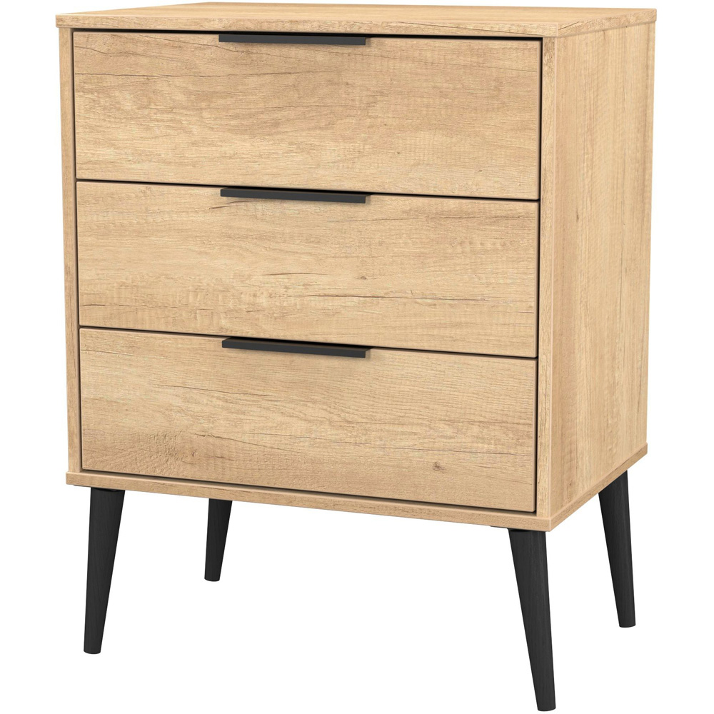 Crowndale Hong Kong 3 Drawer Nebraska Oak Midi Chest of Drawers Ready Assembled Image 2
