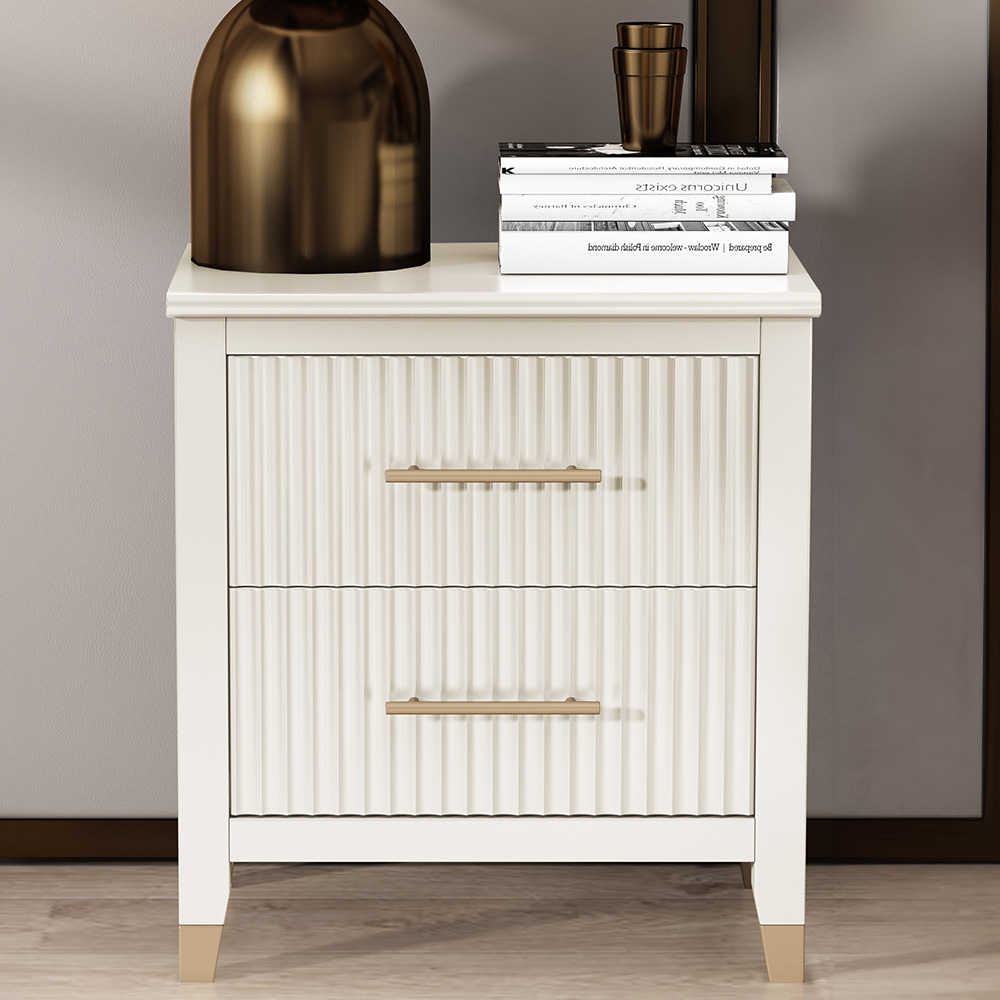 Biasi 2 Drawers White Bedside Table Image 1