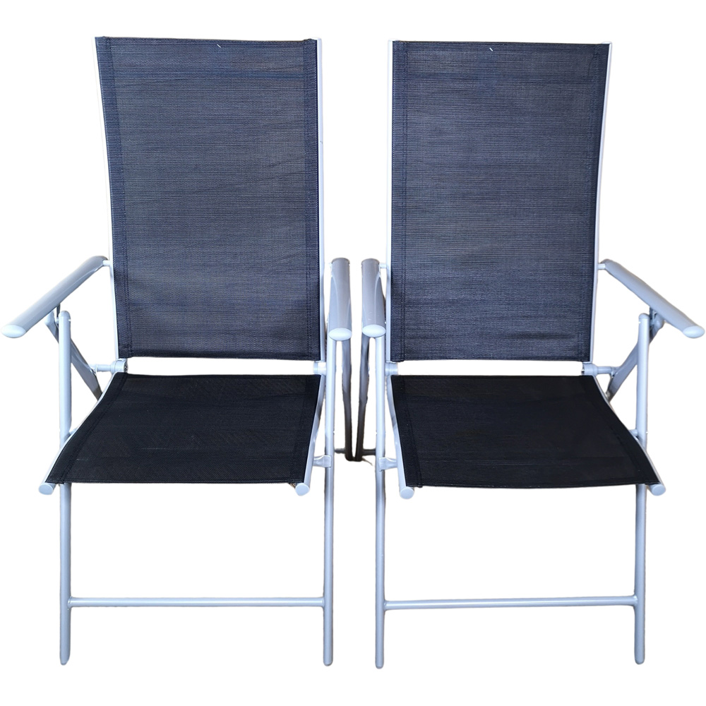 Samuel Alexander Black and Grey Multi-Position Reclining Folding Chair Set of 2 Image 2