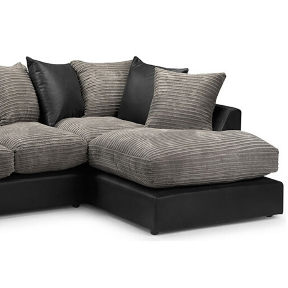 Portland Sturridge Modern 3 Seater Charcoal Chenille and Faux Leather Right Hand Corner Sofa Image 3