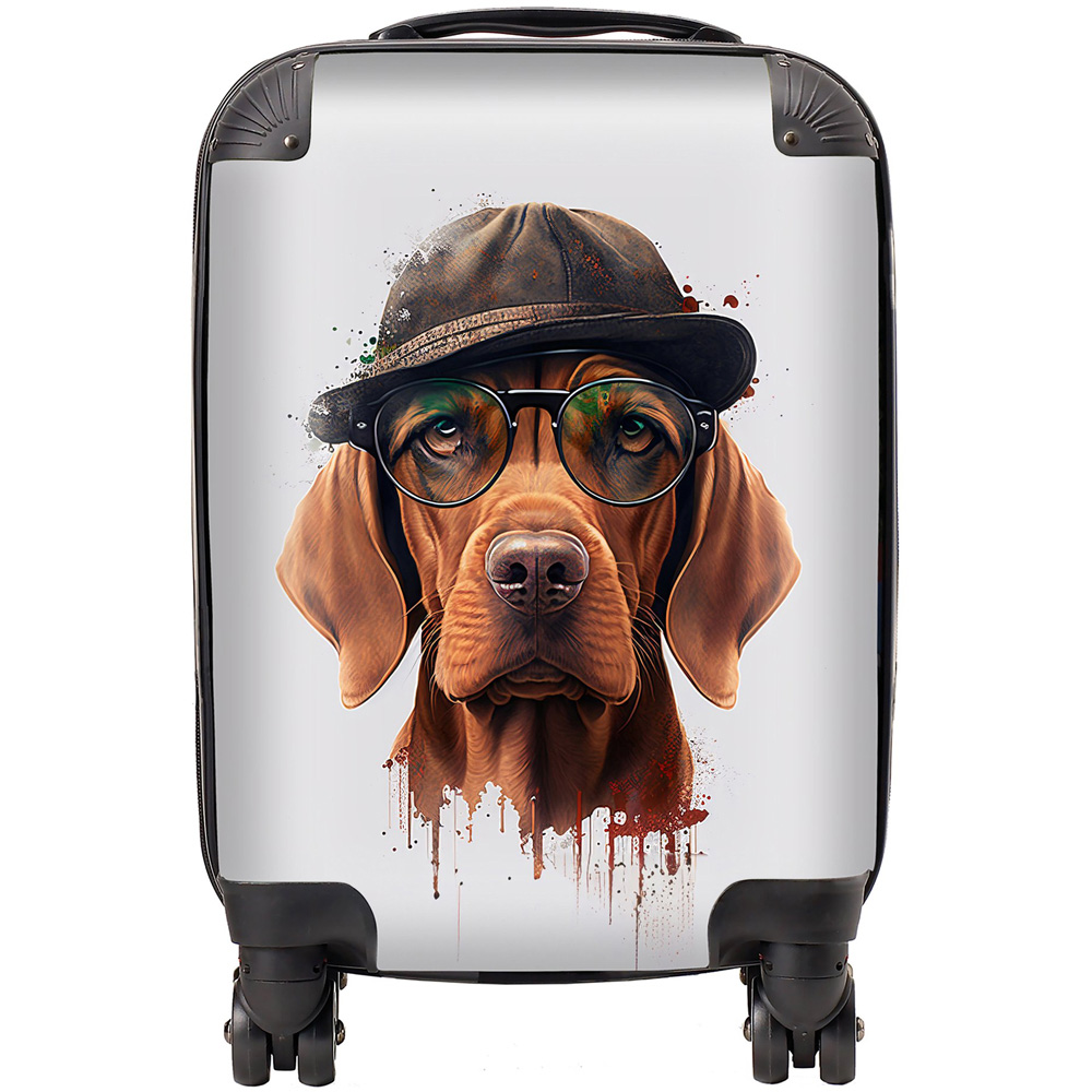 Warren Reed Designer Mini Cabin Splashart Hungarian Vizsla Dog with Glasses Suitcase Image 1