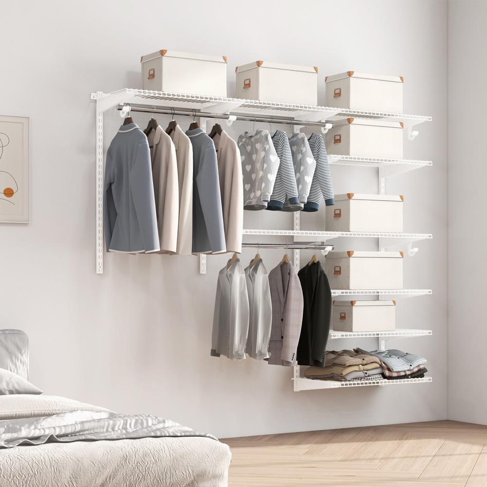 Costway White Custom Closet Organiser System Kit with Shelves Image 2
