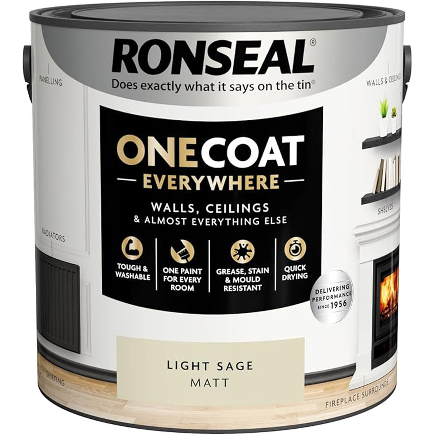 Ronseal One Coat Everywhere Interior Paint Light Sage 2.5l Image 2