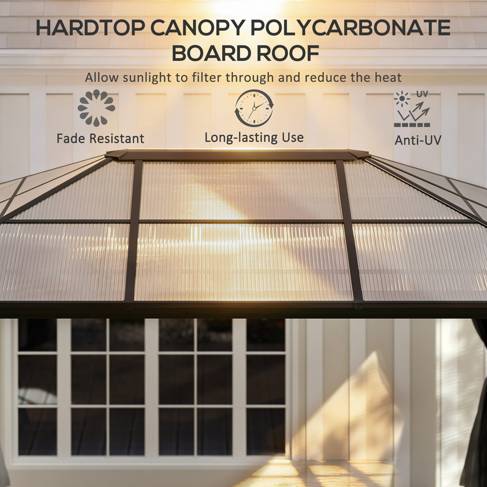Outsunny 4.2 x 3.6m Black Aluminium Frame Hardtop Gazebo Image 7