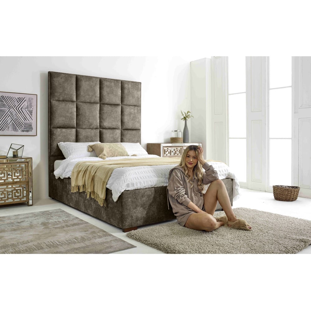 Eleganza Madelyn Single Taupe Oakland Fabric Bed Frame Image 5
