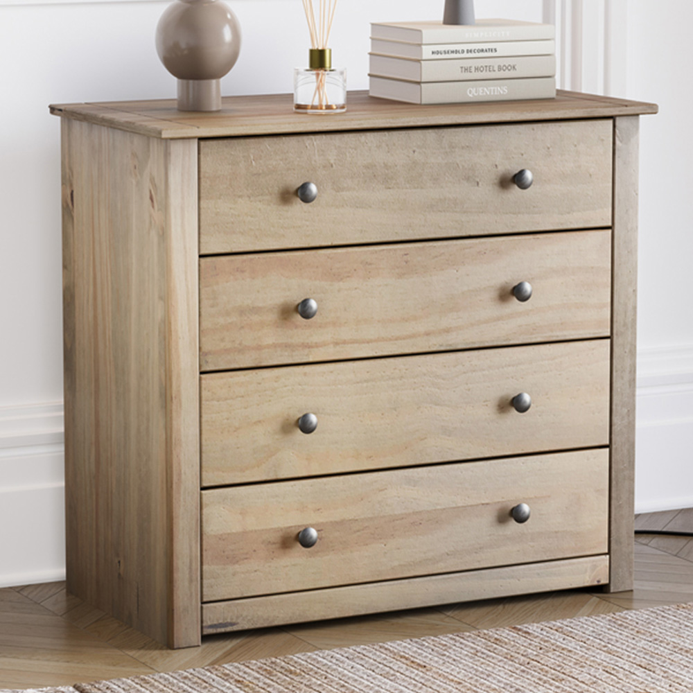 Vida Designs 4 Drawer Panama Pine Chest of Drawers Image 1