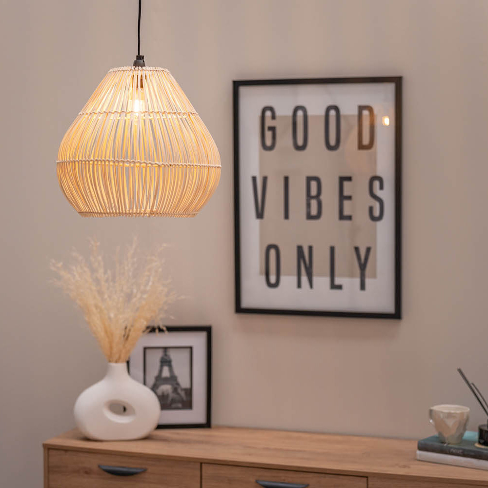ValueLights Vine Rattan Teardrop Pendant Lamp Shade Image 3