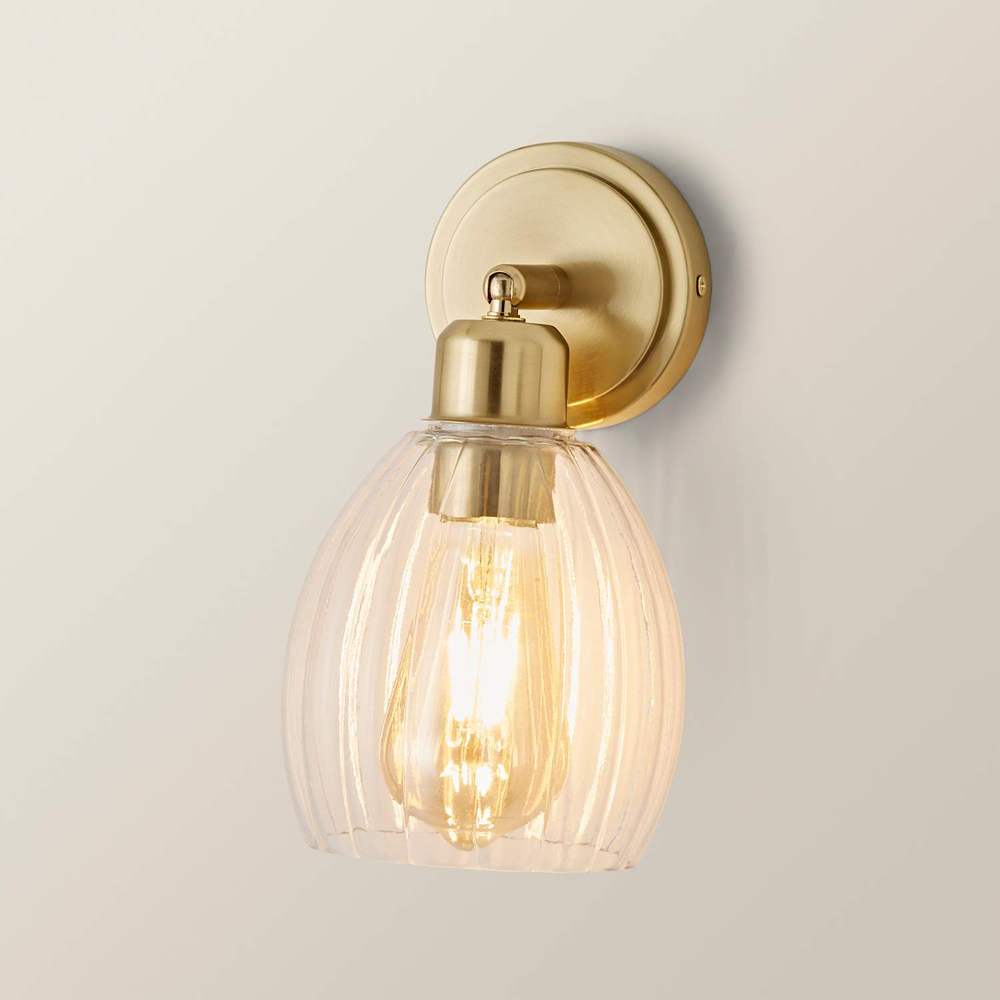 ValueLights Cheltenham Ribbed Shade Brushed Gold Adjustable Wall Spotlights with Bulbs 2 Pack Image 6