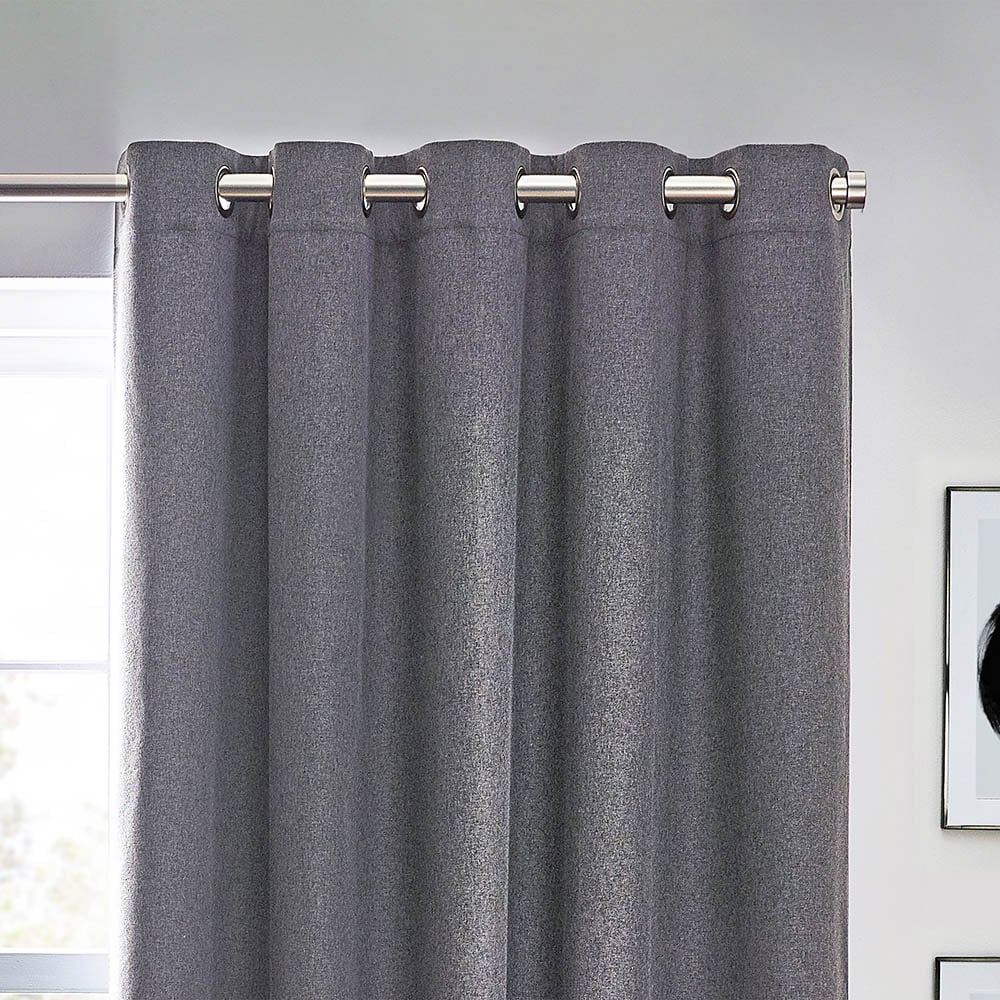 furn. Dawn Charcoal Thermal Blackout Eyelet Curtain 117 x 183cm Image 3
