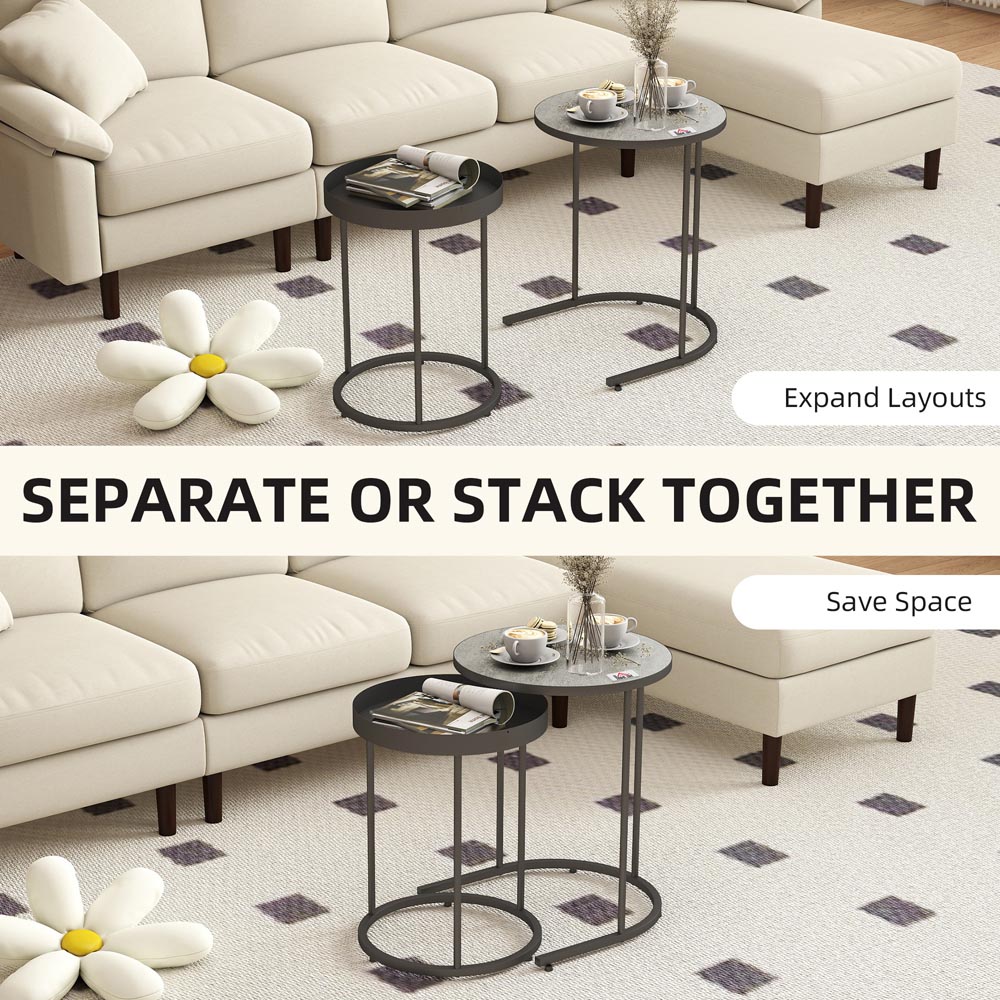 Portland Grey Industrial Round Nest of Tables Set of 2 Image 7