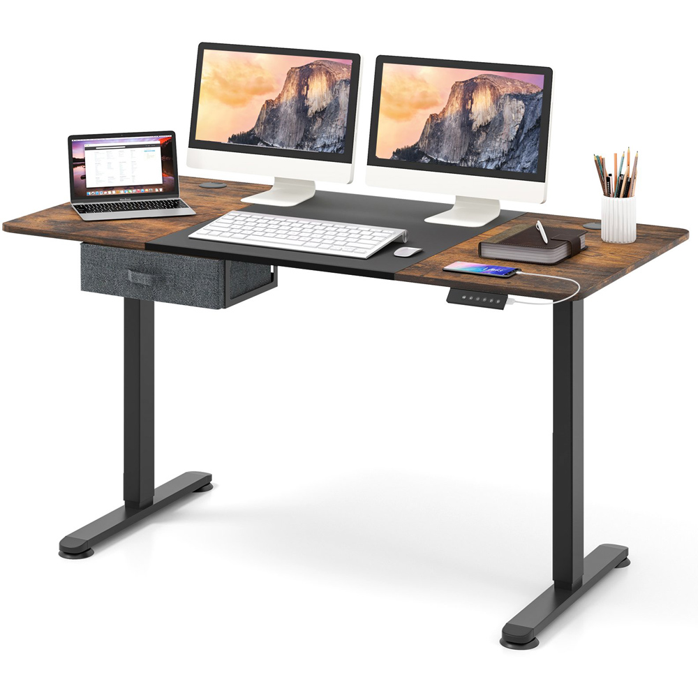 Costway Black Electric Height Adjustable Standing Desk with USB Charging Port Image 2