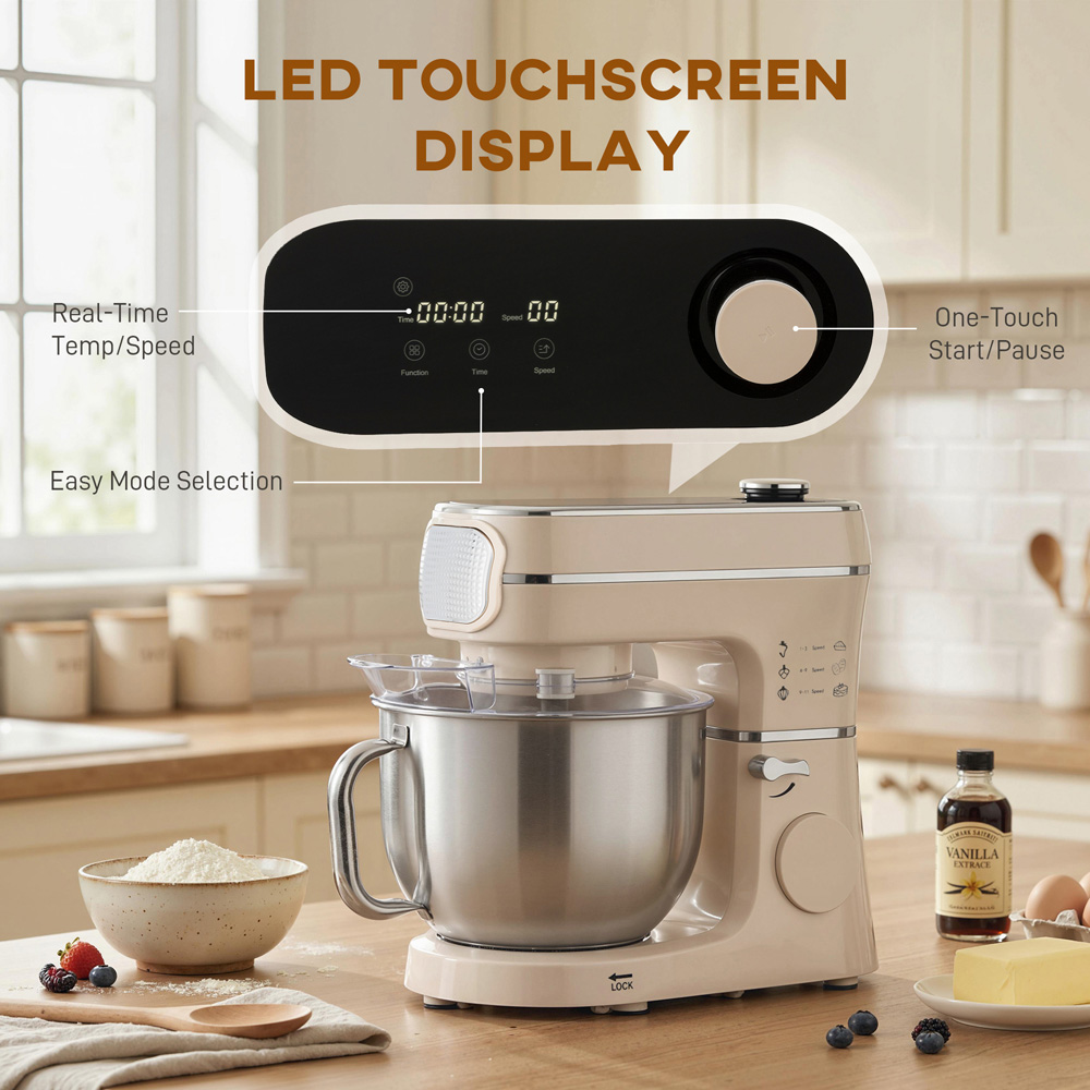 HOMCOM 800-296V70CW 11 Speed Cream 6L Stand Mixer 1400W Image 8