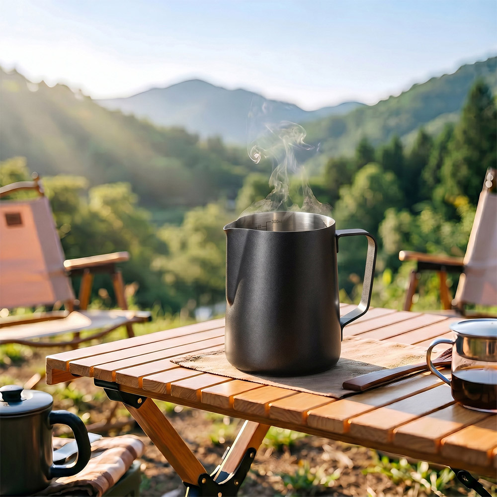 Living and Home Black Stainless Steel Milk Frothing Jug 350ml Image 7