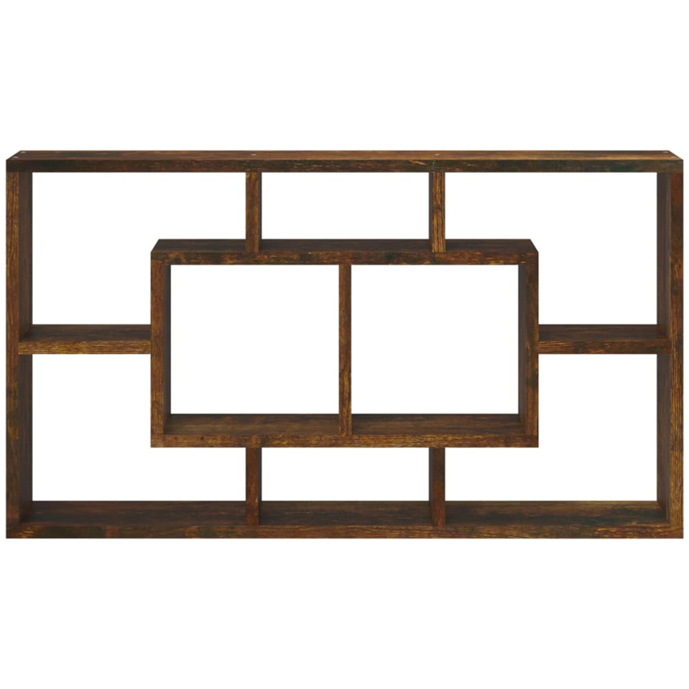 vidaXL 8 Compartment Smoked Oak Wall Shelf Image 3