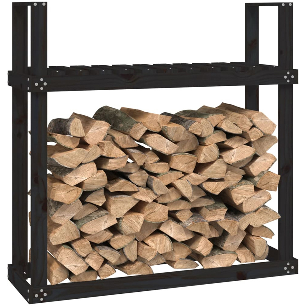 vidaXL Black Solid Pine Wood Firewood Rack 110 x 35 x 108.5cm Image 3