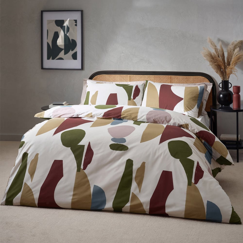 Hoem Meta Super King Size Multicolour Abstract Cotton Rich Duvet Cover Set Image 1