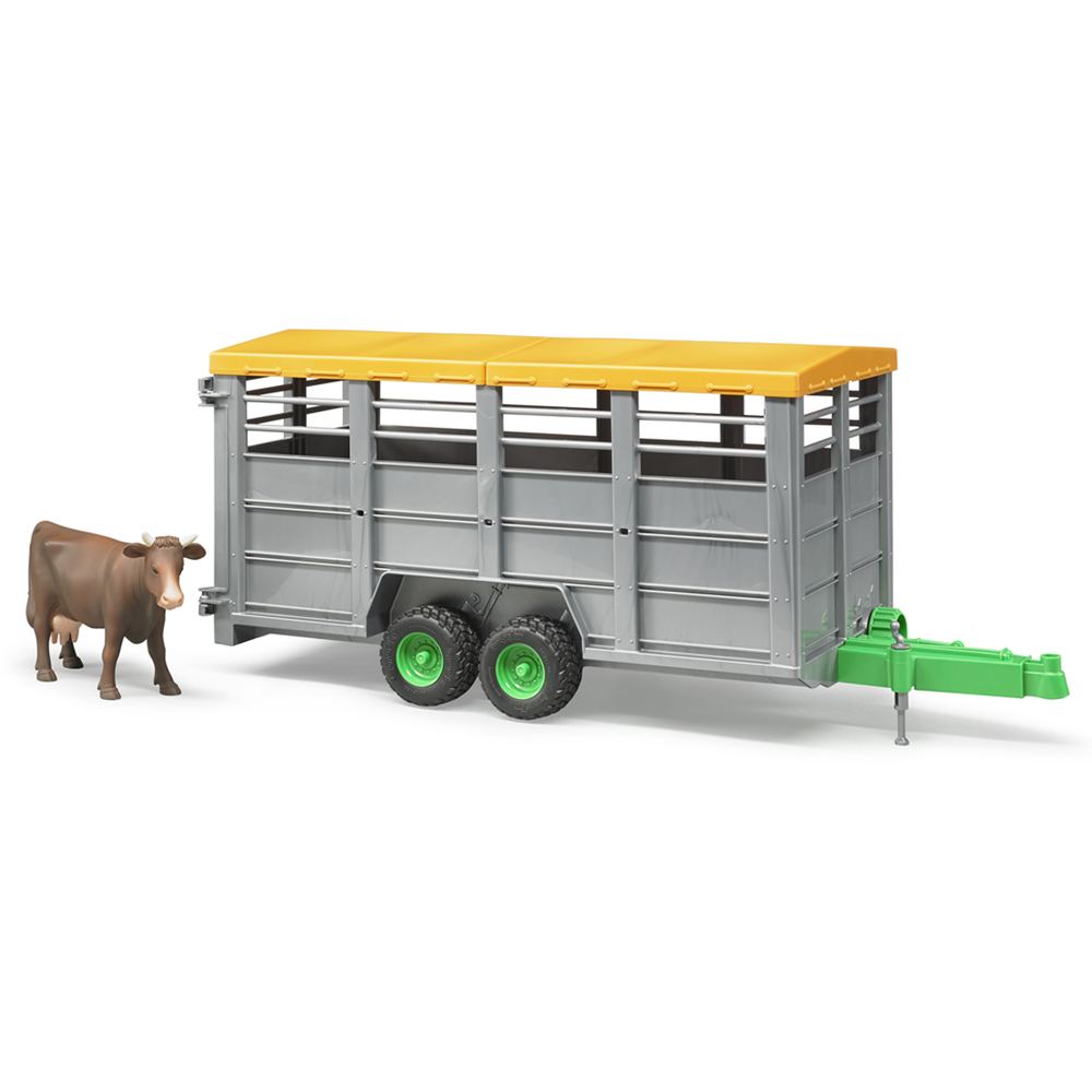 Bruder Kids Livestock Trailer Playset Model with Cow Figure Image 3