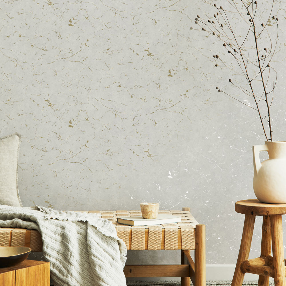 Superfresco Easy Gilded Plaster Neutral Pale Gold Wallpaper Image 3