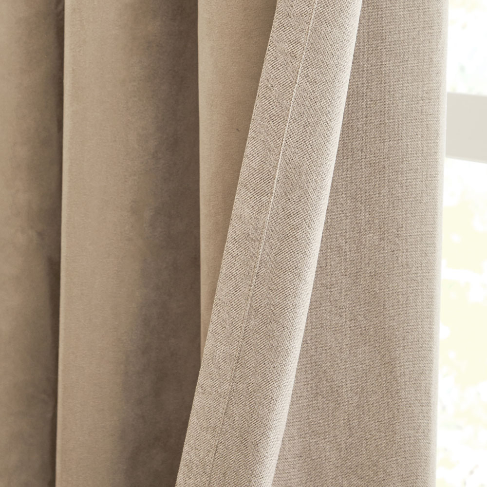 Furn Verso Mocha Reversible Suede-Look Blackout Eyelet Curtains 168 x 229cm Image 2