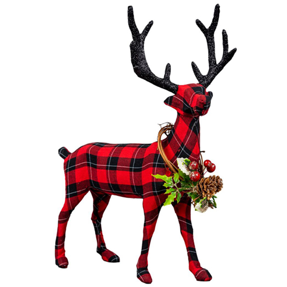 Shatchi Tartan Standing Figurine Reindeer Christmas Decoration 35cm Image 1