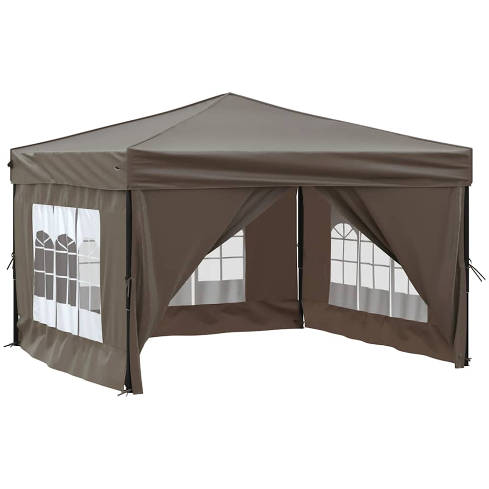 vidaXL 3 x 3m Taupe Foldable Party Tent with Sidewalls Image 3