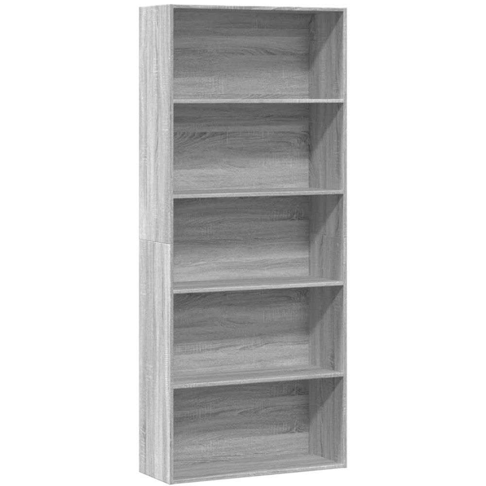 vidaXL 5 Shelf Grey Sonoma Tall Bookcase Image 2