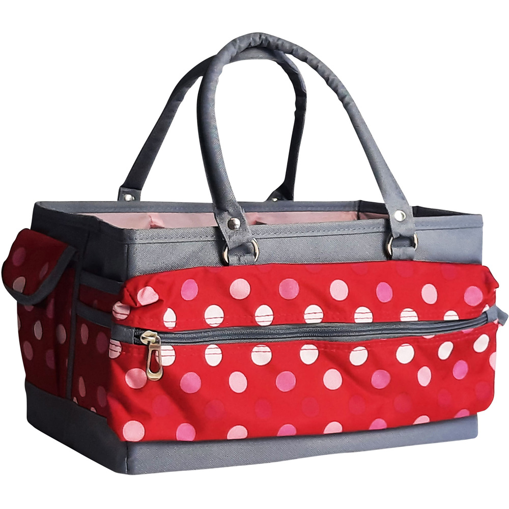 Sewing Online PT900-RED-POLKA Red Polka Deluxe Tote Organiser 30 x 20 x 18cm Image 2